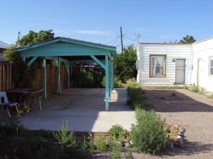 View of the carport, which now serves as our lounge area, after the cement pad was poured.